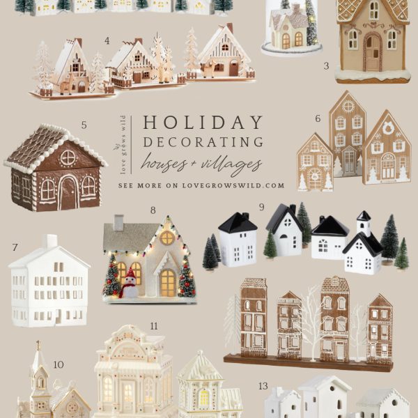 Christmas houses and villages for holiday decorating curated by home blogger Liz Fourez