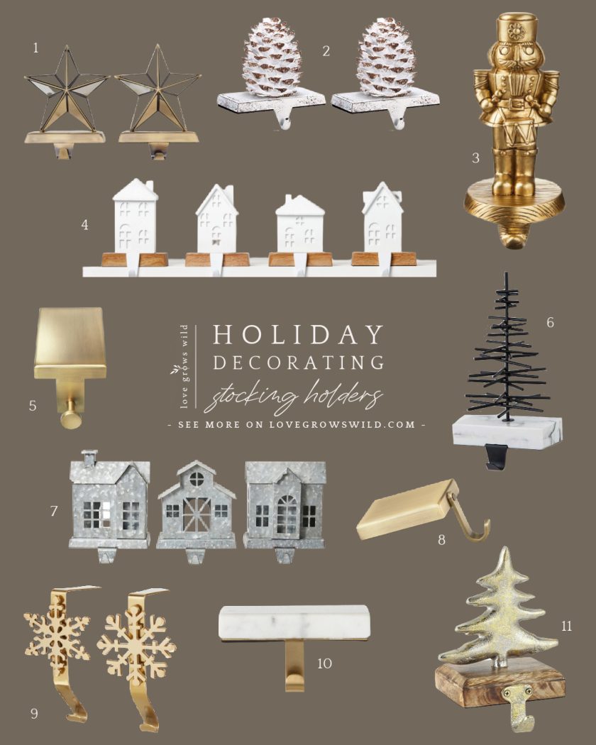 Stocking holders for holiday decorating curated by home blogger Liz Fourez