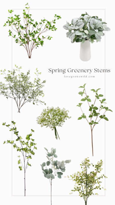 Faux Spring Greenery Stems