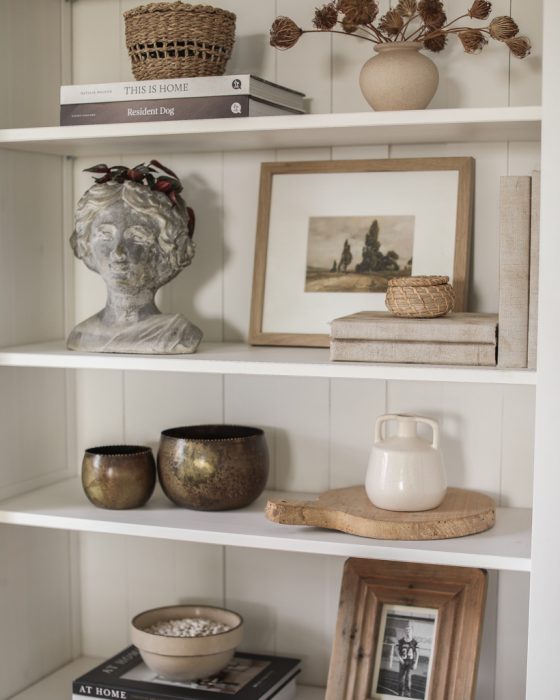 living/dining room subtly decorated for fall