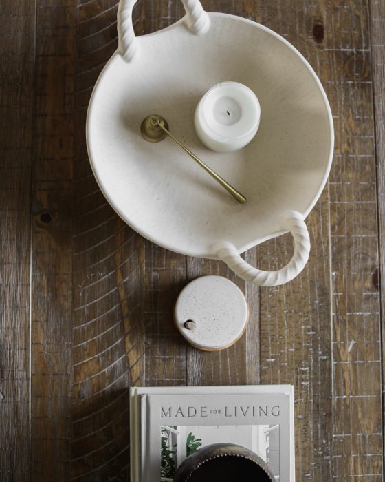 living/dining room subtly decorated for fall